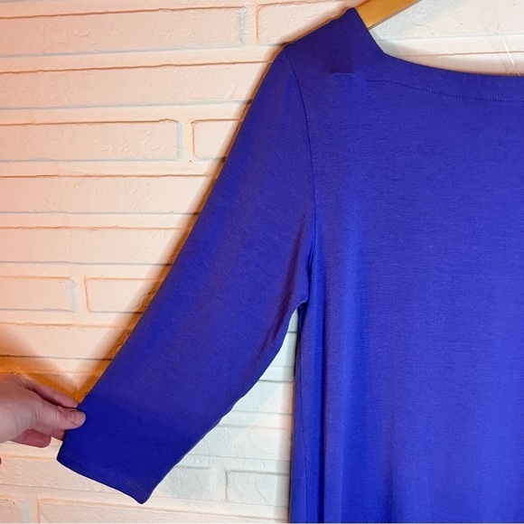 Eileen Fisher Periwinkle 3/4 Sleeve Square Neck Shift Dress, Women’s Size Medium - Picture 7 of 7